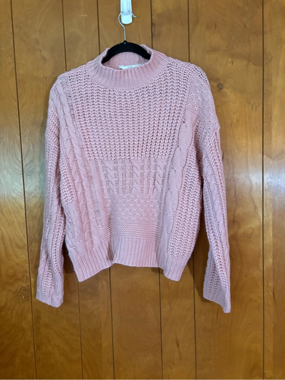 Time and Tru Blush Pink Cable Knit Turtleneck Sweater